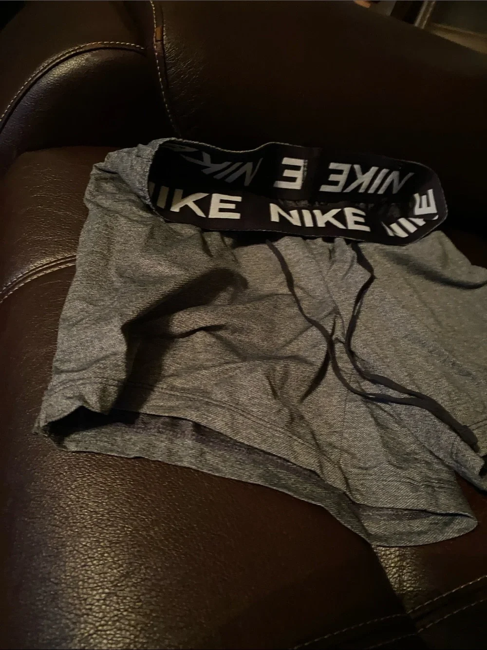 Nike Women’s Gray Athletic Shorts with Black Branded Waistband